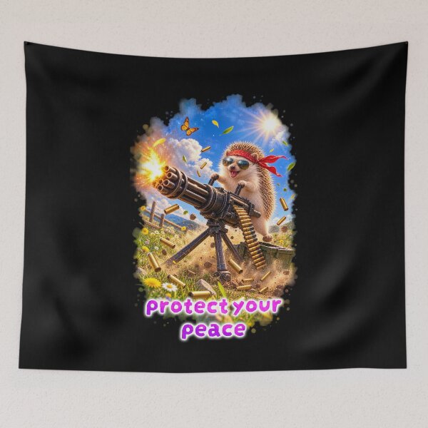 Item preview, Protect Your Peace – Armed Hedgehog designed and sold by Pop Pantheon & Trim Team.