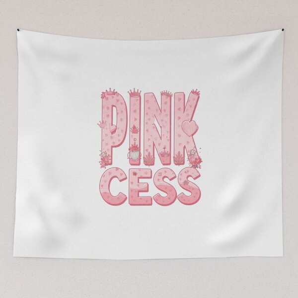 Item preview, Pink Princess Crowns Hearts Floral Cute Girlie Typography  designed and sold by LC&LCPlatform.