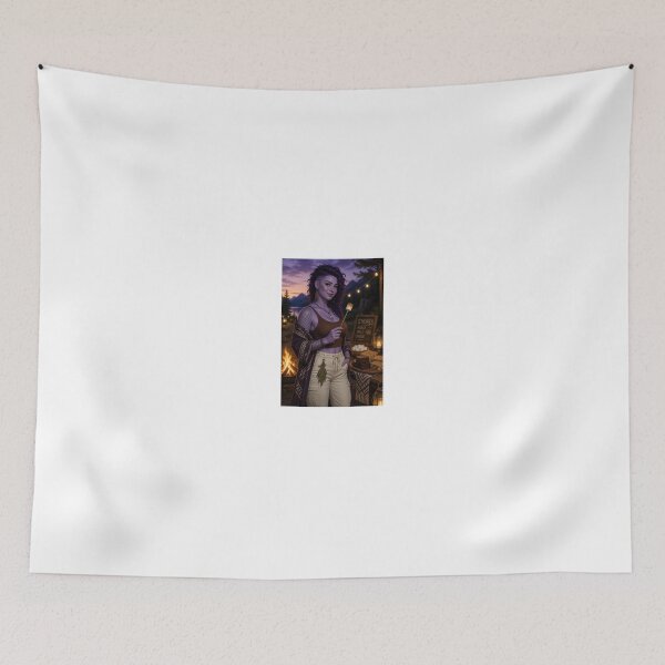 Item preview, Purple hair girl making s mores by campfire designed and sold by CathryneDelamort.