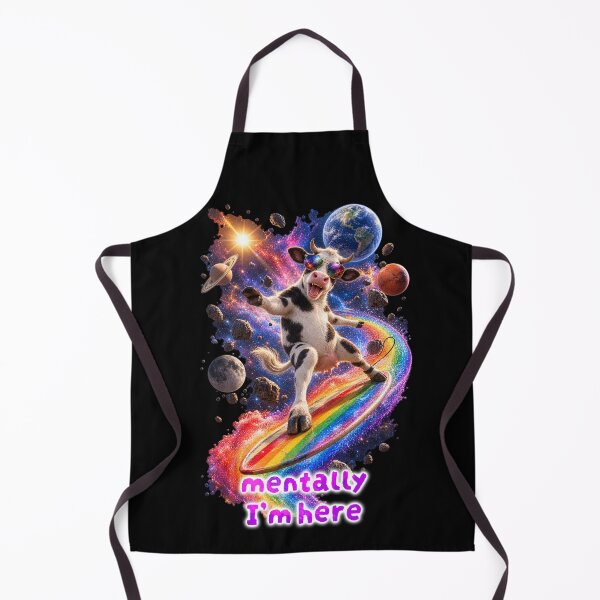 Item preview, Mentally I’m Here – Cosmic Surfing Cow designed and sold by Pop Pantheon & Trim Team.