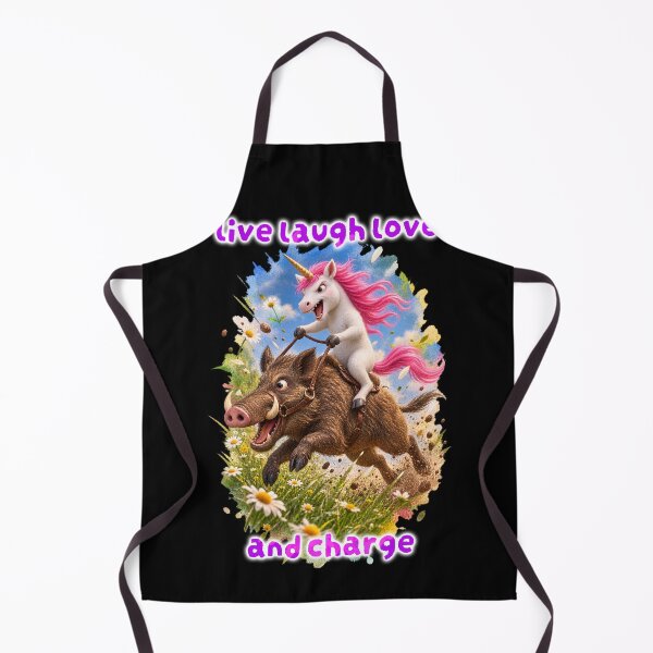 Item preview, Live Laugh Love – Unicorn Riding a Wild Boar designed and sold by Pop Pantheon & Trim Team.