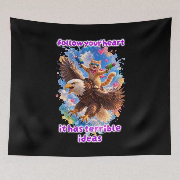 Item preview, Follow Your Heart – Cat Riding an Eagle designed and sold by Pop Pantheon & Trim Team.