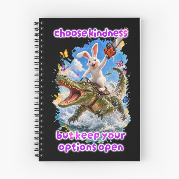 Item preview, Choose Kindness – Rabbit Riding an Alligator with a Chainsaw designed and sold by Pop Pantheon & Trim Team.