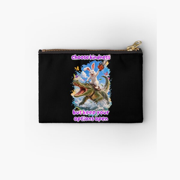Item preview, Choose Kindness – Rabbit Riding an Alligator with a Chainsaw designed and sold by Pop Pantheon & Trim Team.