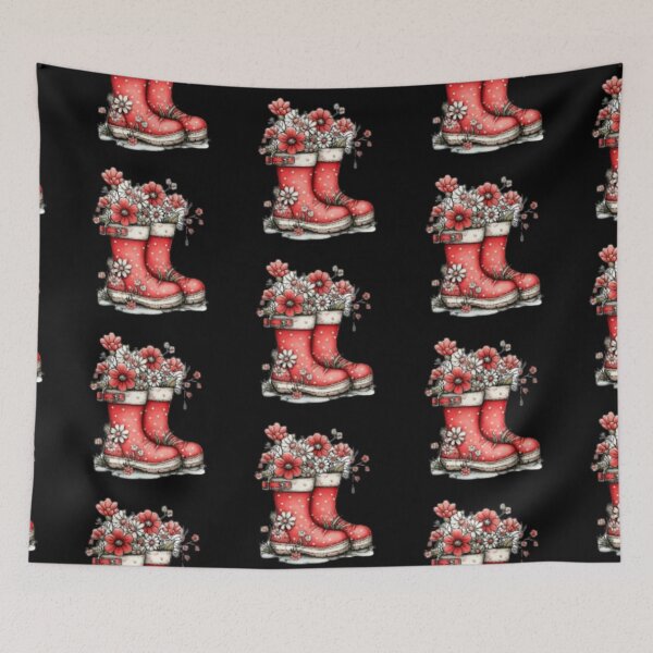 Item preview, Flowers in Red Rain Boots designed and sold by vanndhi.