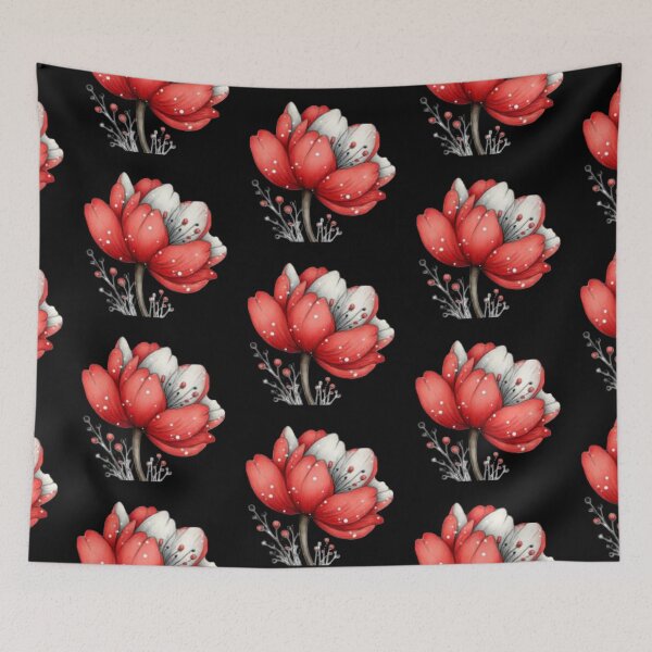 Item preview, Red and White Floral Design designed and sold by vanndhi.