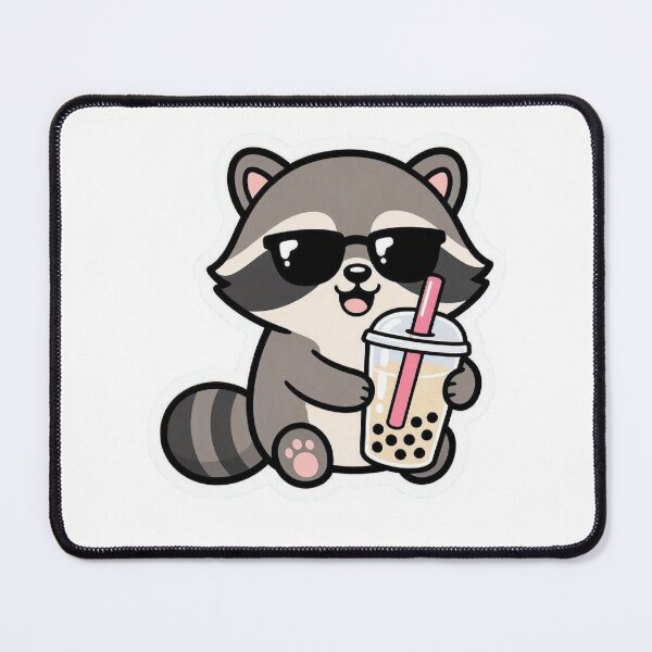 Item preview, Cute Raccoon Drinking Boba Milk Tea designed and sold by BobaCatDesign.