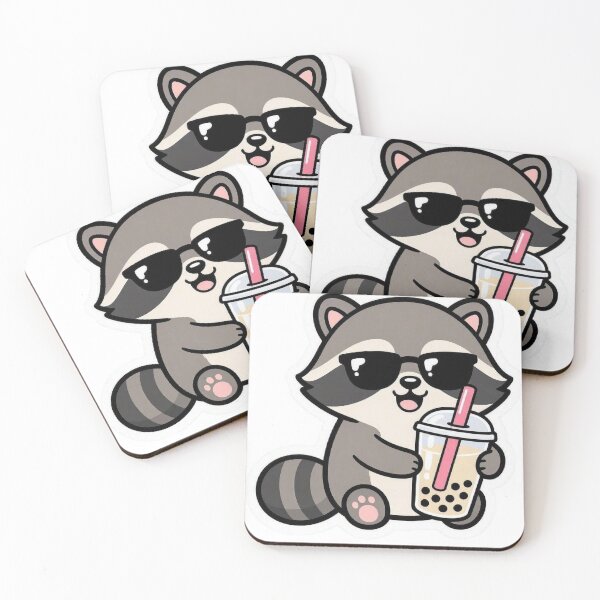 Item preview, Cute Raccoon Drinking Boba Milk Tea designed and sold by BobaCatDesign.