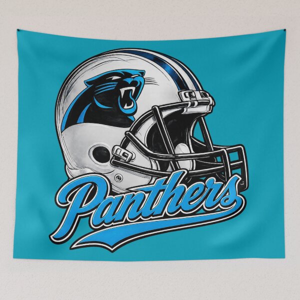 Item preview, Carolina Panthers NFL Helmet Logo Drawing Blue designed and sold by Luke Foran Sports Art.