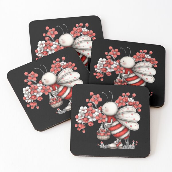 Item preview, Cute Bee with Red Flowers designed and sold by vanndhi.