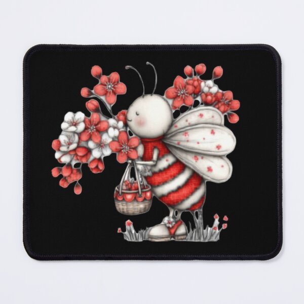 Item preview, Cute Bee with Red Flowers designed and sold by vanndhi.