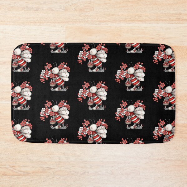 Item preview, Cute Bee with Red Flowers designed and sold by vanndhi.