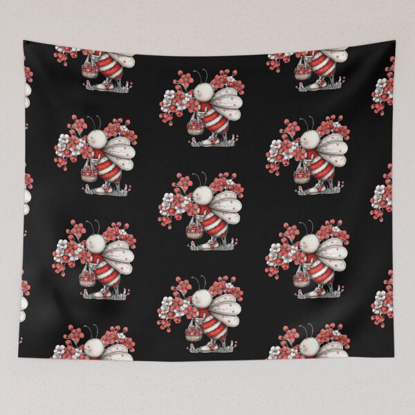 Item preview, Cute Bee with Red Flowers designed and sold by vanndhi.