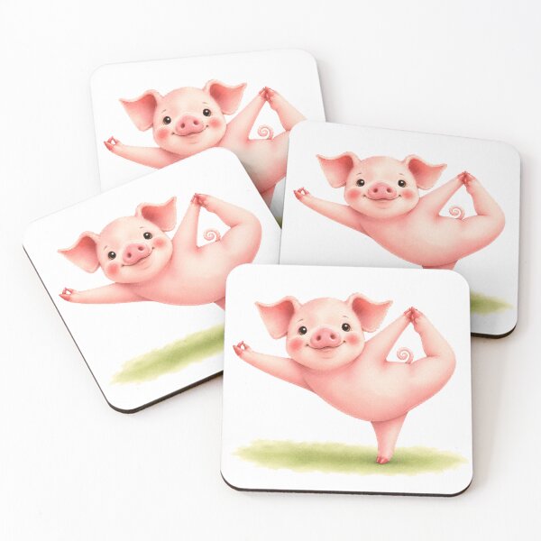 Item preview, King Dancer Pose Pig Yoga Watercolor Print designed and sold by YogiAnimalArt.