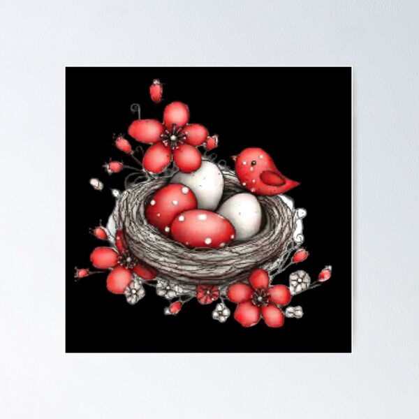 Item preview, Bird Nest with Eggs and Flowers designed and sold by vanndhi.