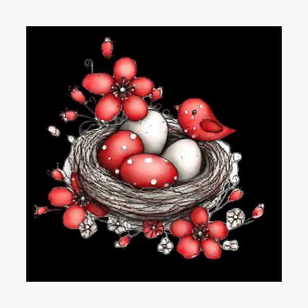 Item preview, Bird Nest with Eggs and Flowers designed and sold by vanndhi.