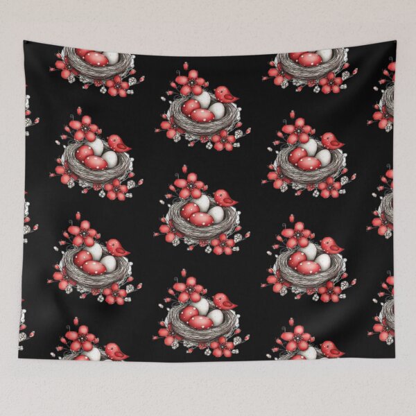 Item preview, Bird Nest with Eggs and Flowers designed and sold by vanndhi.