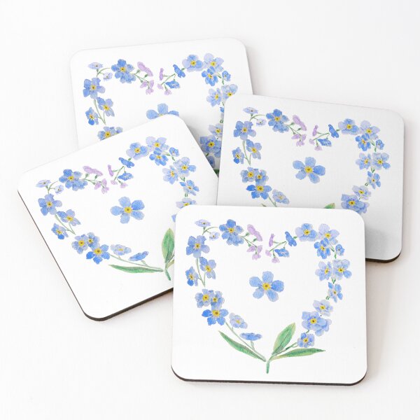 Item preview, hand painted blue forget me not  love heart shape designed and sold by SelenePaintings .