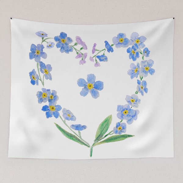 Item preview, hand painted blue forget me not  love heart shape designed and sold by ColorandColor.