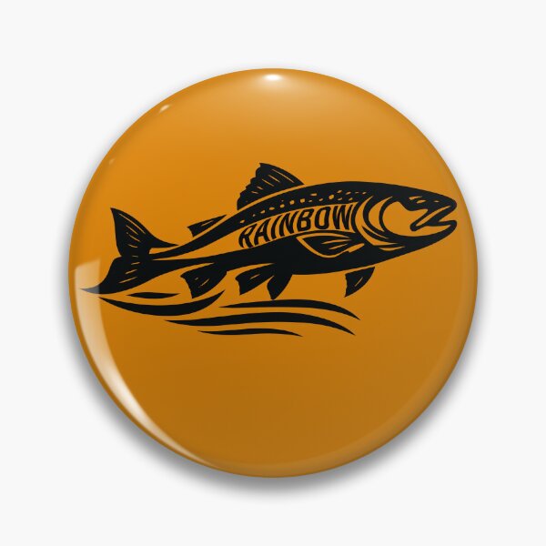 Item preview, Rainbow Trout Logo style illustration negitive space black outline. designed and sold by Art-Horizon.