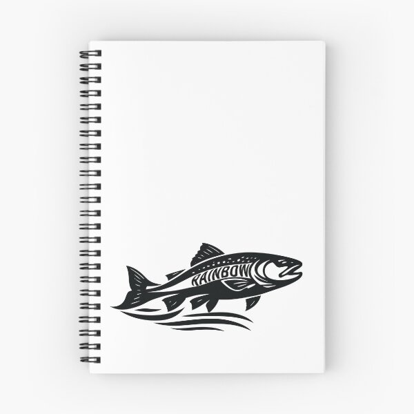 Item preview, Rainbow Trout Logo style illustration negitive space black outline. designed and sold by Art-Horizon.