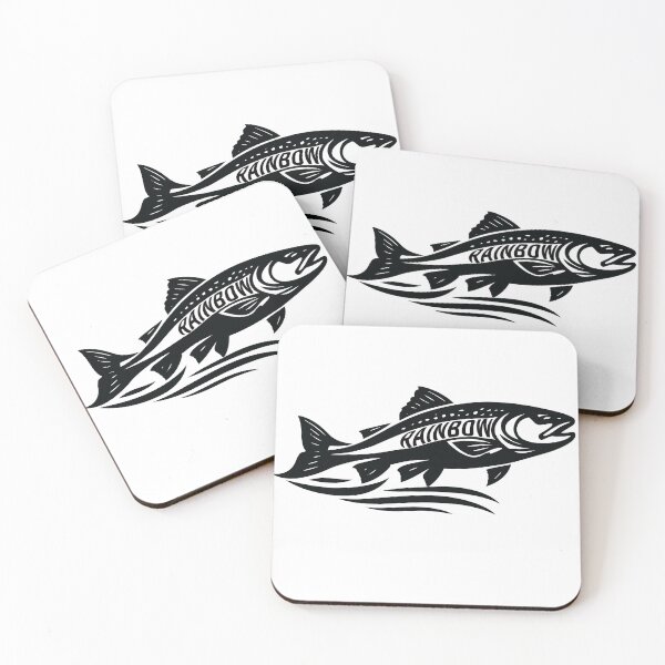 Item preview, Rainbow Trout Logo style illustration negitive space black outline. designed and sold by Art-Horizon.