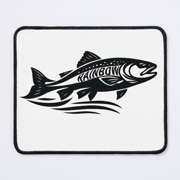Item preview, Rainbow Trout Logo style illustration negitive space black outline. designed and sold by Art-Horizon.