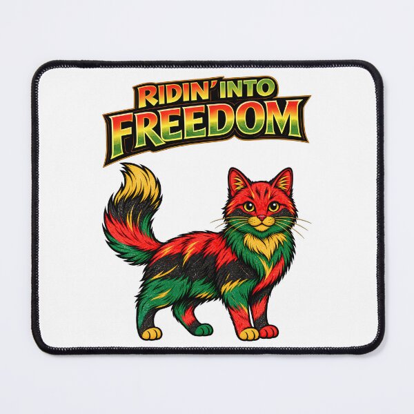 Item preview, Ridin’ Into Freedom Juneteenth Cat – Red Black Green Gold designed and sold by ArtSpark Studio.