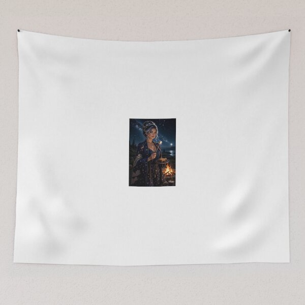 Item preview, Woman in Starry Robe Holding Smores designed and sold by CathryneDelamort.