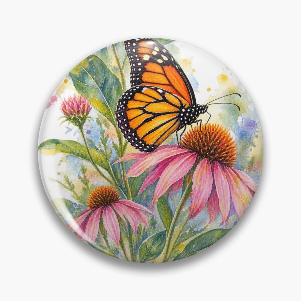 Item preview, Monarch Butterfly & Native Wildflowers – Watercolor Garden designed and sold by Whiskered Garden Studio.