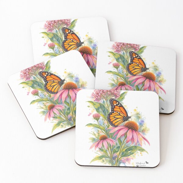 Item preview, Monarch Butterfly & Native Wildflowers – Watercolor Garden designed and sold by Whiskered Garden Studio.