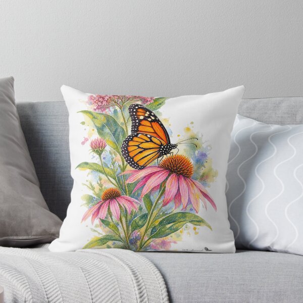 Item preview, Monarch Butterfly & Native Wildflowers – Watercolor Garden designed and sold by Whiskered Garden Studio.