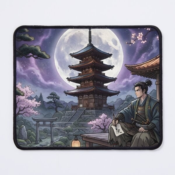Item preview, Full Moon Night at the Japanese Temple: Samurai and Oiran. designed and sold by StyleArtStudio.