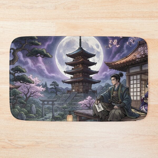 Item preview, Full Moon Night at the Japanese Temple: Samurai and Oiran. designed and sold by StyleArtStudio.