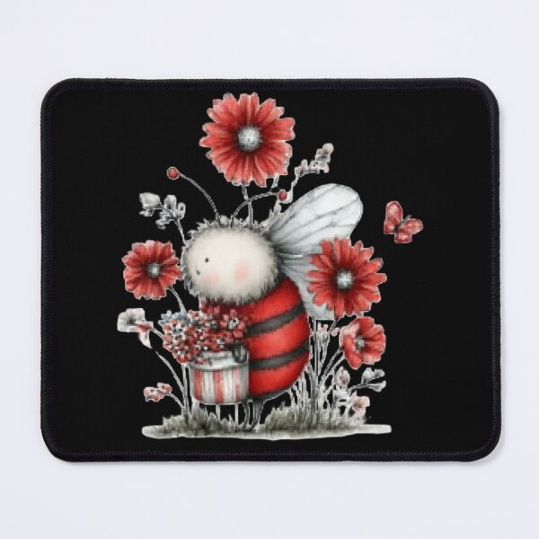 Item preview, Cute Bee with Red Flowers designed and sold by vanndhi.