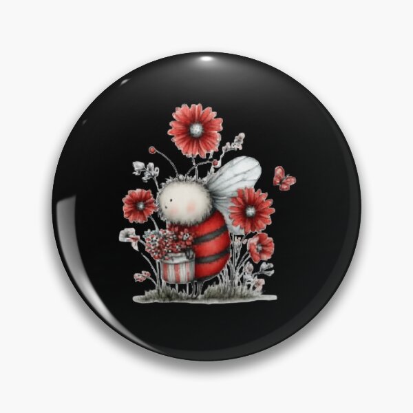 Item preview, Cute Bee with Red Flowers designed and sold by vanndhi.
