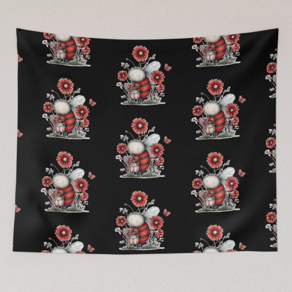 Item preview, Cute Bee with Red Flowers designed and sold by vanndhi.