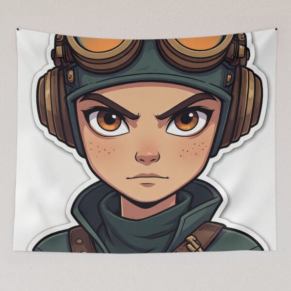 Item preview, Determined Steampunk girl with goggles on her face designed and sold by Mianku | Für das Leben.