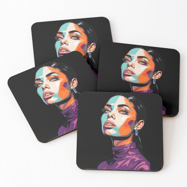 Item preview, Geometric Pop Art Woman - Neon Vector Portrait Design designed and sold by A-M-G-Shop.
