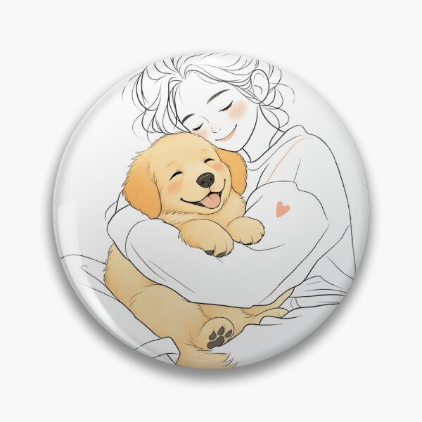 Item preview, Golden Retriever Love | Cozy Dog Cuddle Line Art designed and sold by Petsthetic.