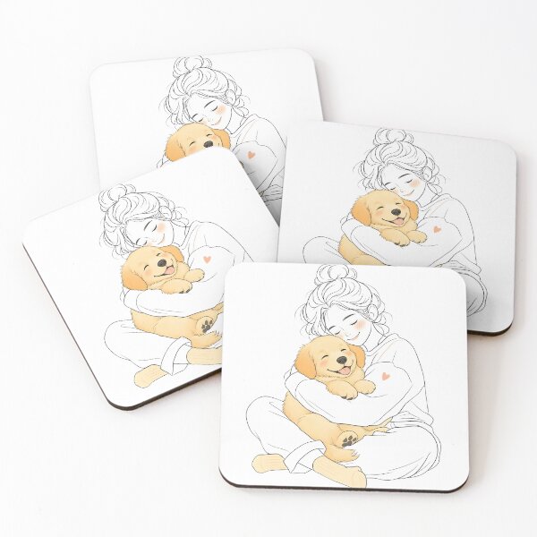 Item preview, Golden Retriever Love | Cozy Dog Cuddle Line Art designed and sold by Petsthetic.