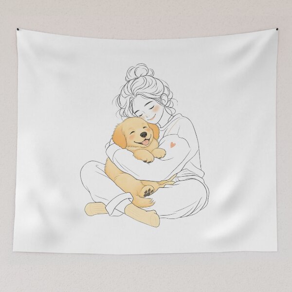 Item preview, Golden Retriever Love | Cozy Dog Cuddle Line Art designed and sold by Petsthetic.
