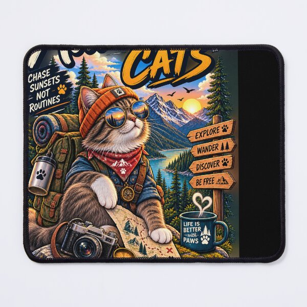 Item preview, Wild Explorer Cat Adventure Vintage Outdoor Travel Design designed and sold by TeeVibeHaus.