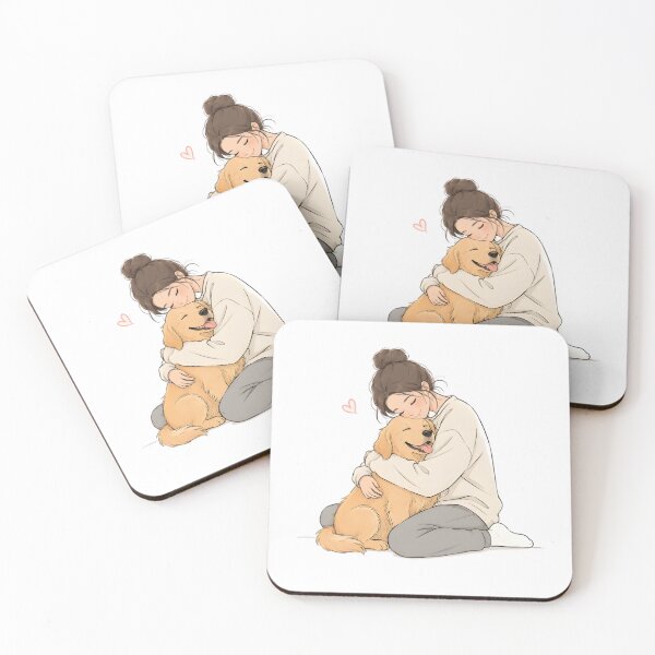 Item preview, Golden Retriever Love | Cozy Dog Cuddle Line Art designed and sold by Petsthetic.