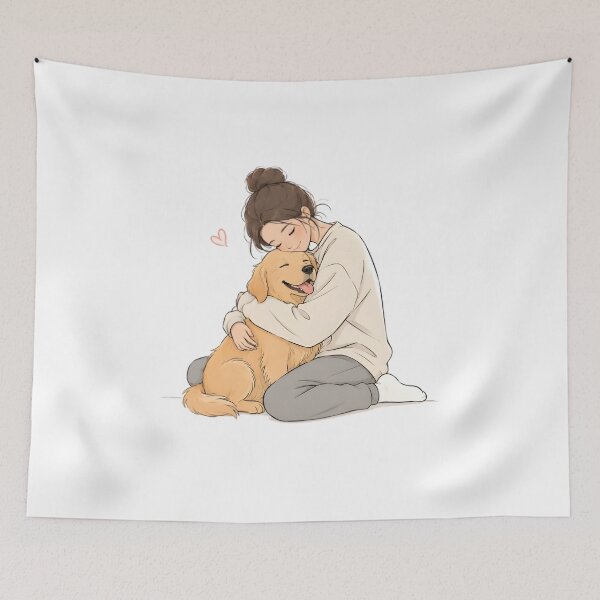 Item preview, Golden Retriever Love | Cozy Dog Cuddle Line Art designed and sold by Petsthetic.
