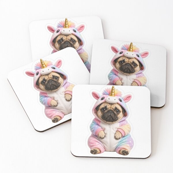 Item preview, Pug Dressed in Unicorn Onesie designed and sold by Snurly.