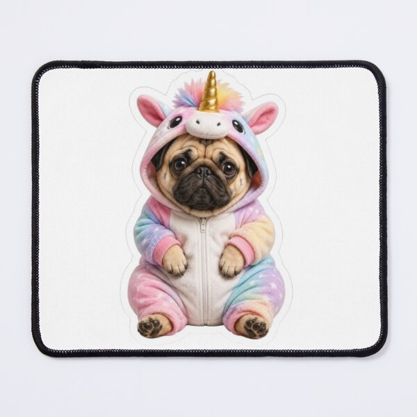 Item preview, Pug Dressed in Unicorn Onesie designed and sold by Snurly.