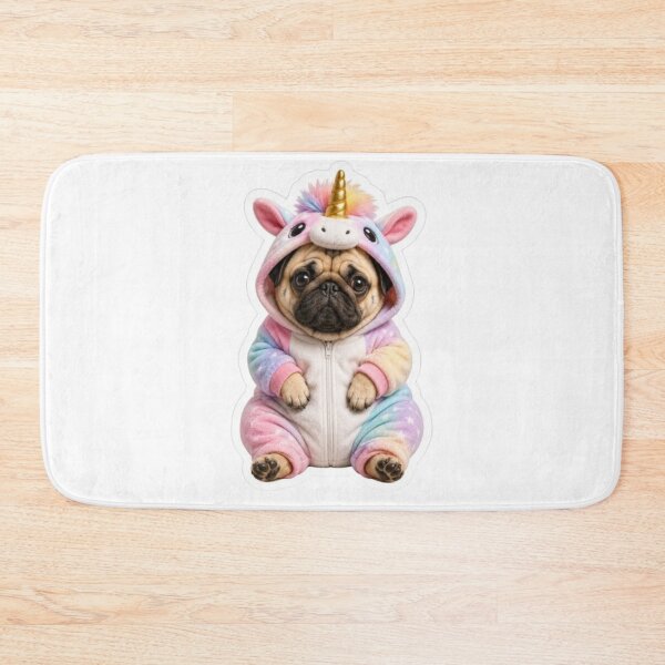 Item preview, Pug Dressed in Unicorn Onesie designed and sold by Snurly.