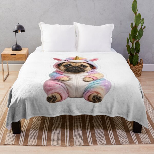 Item preview, Pug Dressed in Unicorn Onesie designed and sold by Snurly.