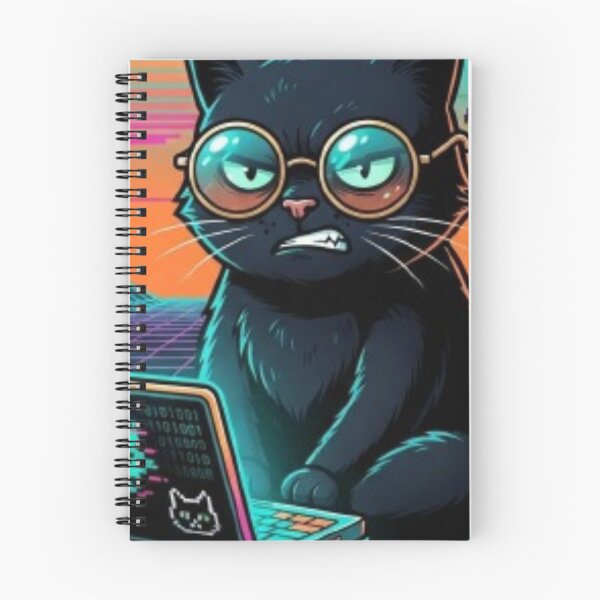 Item preview, Synthwave Hacker Cat Working on Laptop Retro Art designed and sold by DailySparks.
